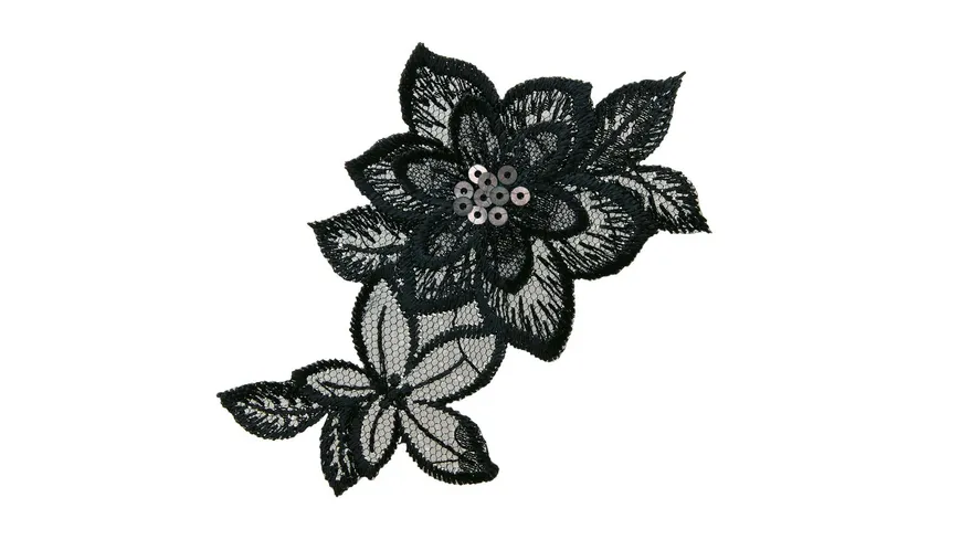 Mono Quick Bügelmotiv Blumenornament schwarz