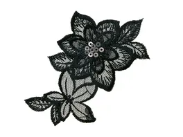 Mono Quick Buegelmotiv Blumenornament schwarz