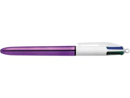 BIC 4 Colours Shine Vierfarb Druckkugelschreiber mit mittlerer Spitze metallisch lila Schaft
