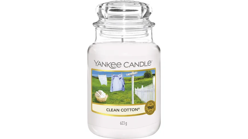 Yankee Candle Große Kerze im Glas Clean Cotton