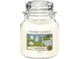 Yankee Candle Mittelgrosse Kerze im Glas Clean Cotton