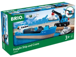 BRIO Bahn Containerschiff mit Kranwagen