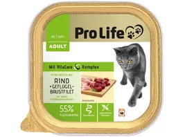 Pro Life Katze Katzennassfutter Pastete mit Gefluegelbrustfilet und Rind