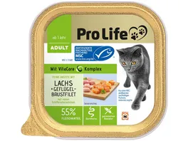 Pro Life Katze Katzennassfutter Pastete mit Gefluegelbrustfilet und Lachs