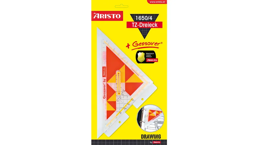ARISTO Geometrie-Dreieck mit Griff und Ordnerleiste 25cm