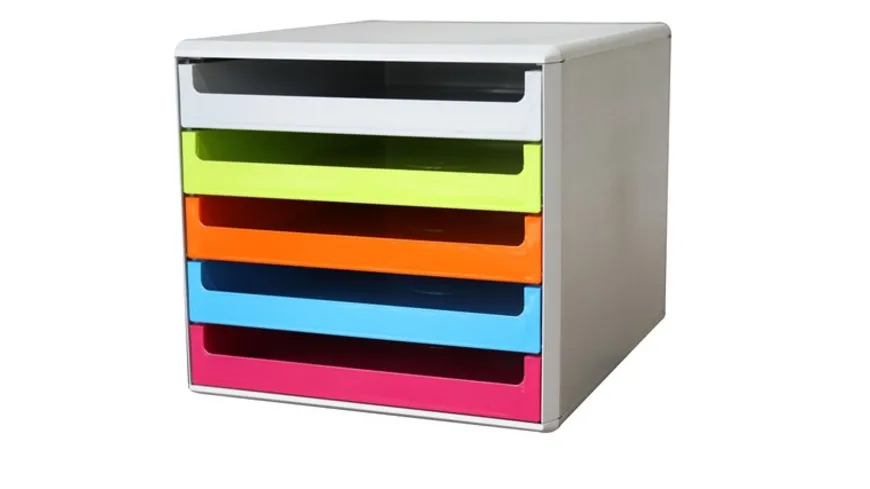 Metzger & Mendle Schubladenbox Kunststoff 5 Schübe farbig sortiert