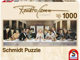 Schmidt Spiele Puzzle Panorama Renato Casaro Dinner der Beruehmten 1000 Teile