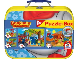 Schmidt Spiele Puzzle Puzzle Box im Metallkoffer Benjamin Bluemchen 2x26 2x48 Teile