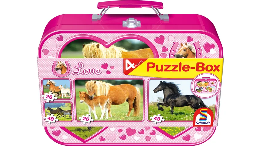 2x100 Teile im Metallkoffer NEU Schmidt Spiele Playmobil Kinder Puzzle-Box 2x60 
