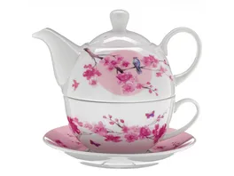 TRENDSHOP Tee Set Tea for One 4 teilig Kirschbluete