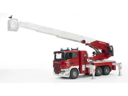 BRUDER Scania R Serie Feuerwehrleiterwagen mit Wasserpumpe und Light Sound Module 03590
