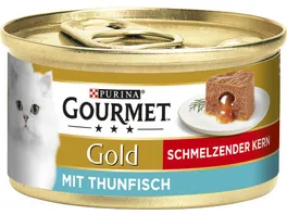 GOURMET Gold Schmelzender Kern mit Thunfisch Katzennassfutter 85g Dose