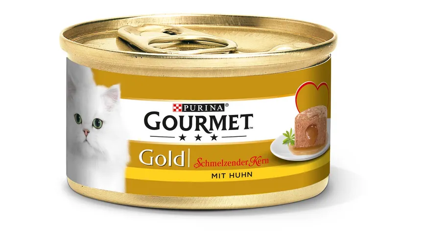 GOURMET Gold Schmelzender Kern mit Huhn, Katzennassfutter, 85g Dose