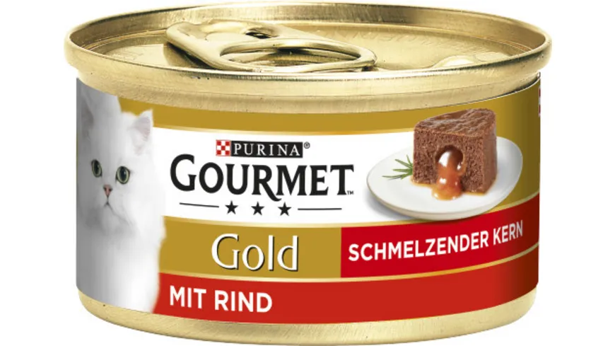GOURMET Gold Schmelzender Kern mit Rind, Katzennassfutter, 85g Dose