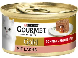 GOURMET Gold Schmelzender Kern mit Lachs Katzennassfutter