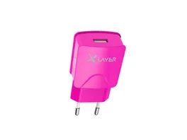 Xlayer Ladegeraet Colour Line USB Netzteil 2 1A Pink