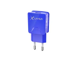 Xlayer Ladegeraet Colour Line USB Netzteil 2 1A Blue