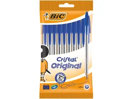 BIC Cristal Original Kugelschreiber Stifte Mit Mittlerer 1 0 mm Spitze Blau 10er Pack