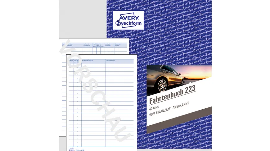 AVERY Zweckform Fahrtenbuch 223, steuerlicher km-Nachweis, mit Jahresabrechnung, DIN A5