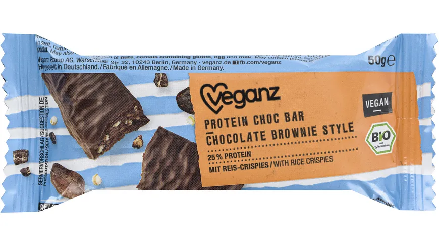 Veganz Bio Proteinriegel Schokolade & Brownie