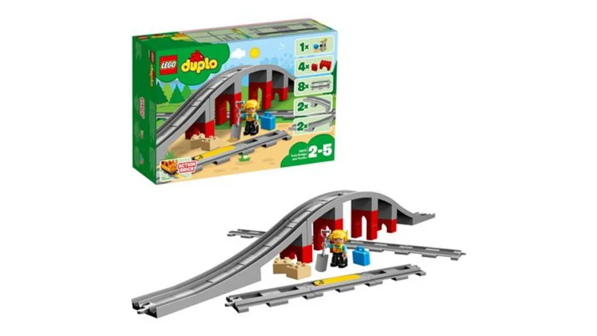 LEGO DUPLO 10872 Eisenbahnbrücke und Schienen Set, Kinderspielzeug