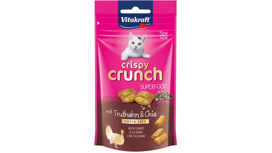 Vitakraft Katzensnack Crispy Crunch, Truthahn + Chia