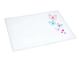 Laeufer Schreibunterlage Durella Emotion Butterfly bunt 40x53cm transparent klar