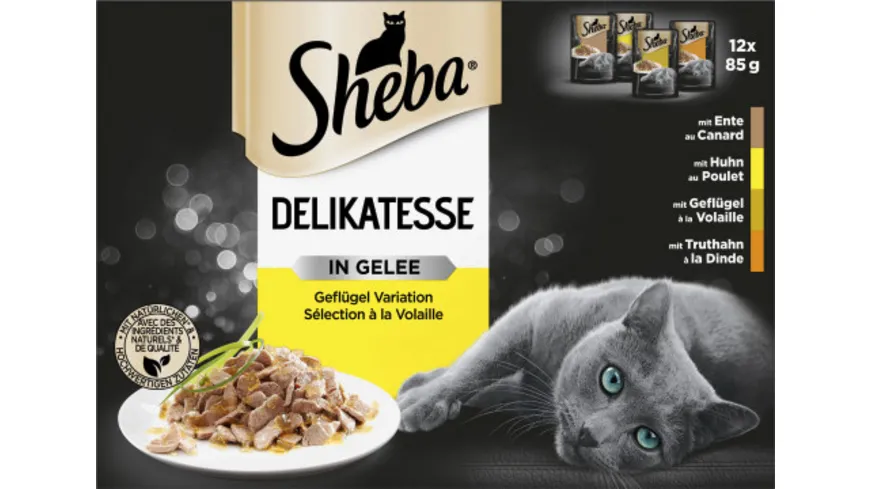 SHEBA® Portionsbeutel Mutlipack Delikatesse in Gelee Geflügel Variation 12 x 85g
