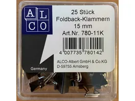 ALCO Fold Back Klammern 25 Stueck 15mm schwarz