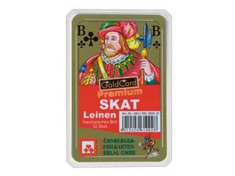 Nuernberger Spielkarten Skat Premium Leinen franzoesisches Bild im Klarsichtetui