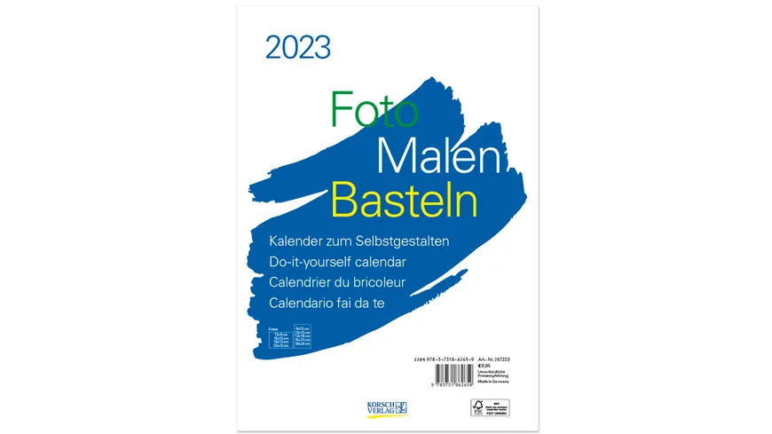 Foto-Malen-Basteln Foto-Bastelkalender A4 weiß 2022