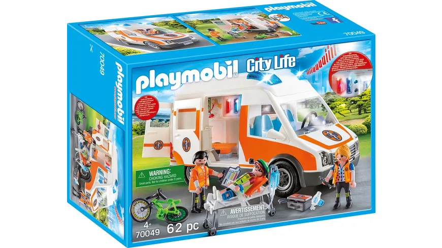 PLAYMOBIL 70049 - City Life - Rettungswagen mit Licht und Sound