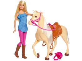 Barbie Pferd mit Puppe blond Anziehpuppe Modepuppe Pferde Spielzeug