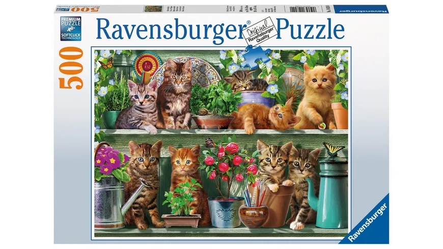 RAVENSBURGER Erwachsenenpuzzle Katzen im Regal Premiumpuzzle Puzzle 500 Teile 