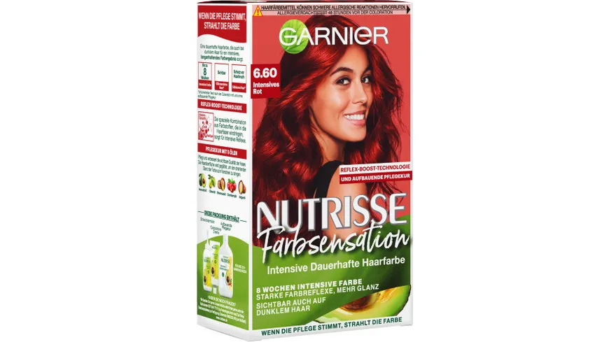 GARNIER Nutrisse FarbSensation dauerhafte Pflege-Haarfarbe Nr. 6.60 Intensiv-Rot