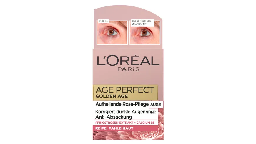 L'ORÉAL PARIS Age Perfect Golden Age Rosé Augenpflege, mit Calcium B5 und Pfingstrosenextrakt