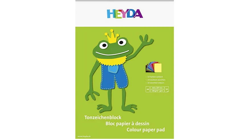HEYDA Tonpapierblock A4 10 Blatt sorteiert