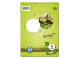Ursus Green Spiralblock Lineatur 3 A5 40 Blatt farbig