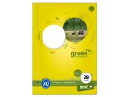 Ursus Green Schulblock Lineatur 28 A4 50 Blatt 5mm kariert Randlinien