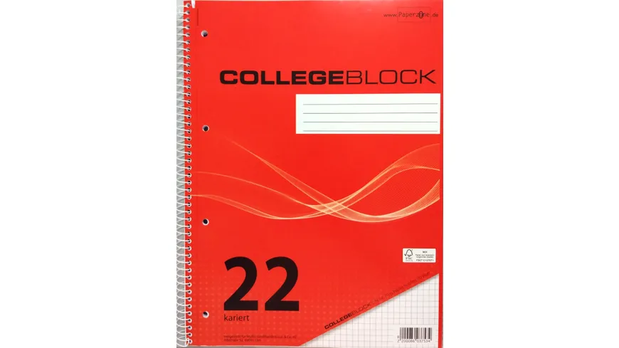 PAPERZONE Collegeblock A4 Lineatur 22 80 Blatt