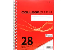 PAPERZONE Collegeblock A5 Lineatur 28 kariert Doppelrand