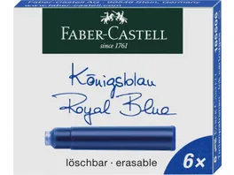 FABER CASTELL Tintenpatronen 6er Pack koenigsblau loeschbar