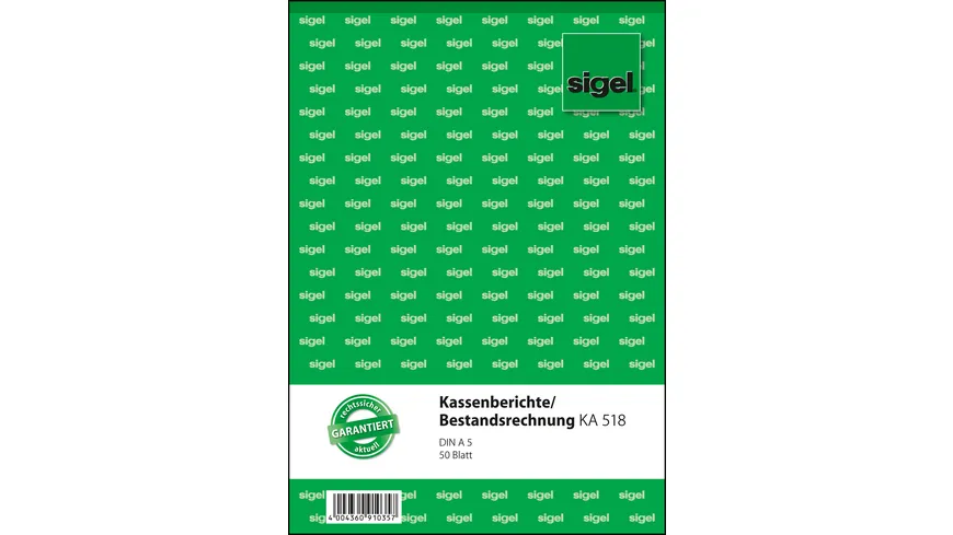 sigel Kassenbericht KA518 A5 50Blatt