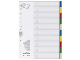 DURABLE Register A4 10 Blatt mit farbigen Taben