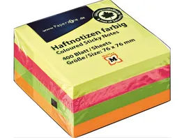 PAPERZONE Haftnotizen 400 Blatt in 4 Neonfarben