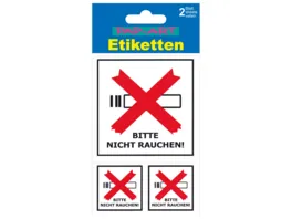 PAP ART Hinweis Etiketten Bitte nicht rauchen