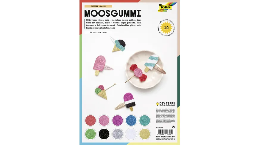 folia Glitter-Moosgummi 20 x 29cm farblich sortiert online