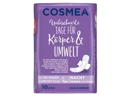 Cosmea Comfort Plus Ultra Binden Geruchsschutz Nacht mit Fluegeln 10 Stueck