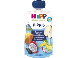 HiPP Bio fuer Kinder HiPPiS Drachenfrucht Johannisbeere in Apfel Birne Dano Drache 100g ohne Zuckerzusatz ab 1