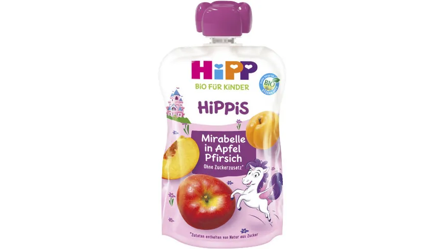 HiPP HiPPis 100g im Quetschbeutel: Mirabelle in Apfel-Pfirsich - ohne Zuckerzusatz, ab 1+